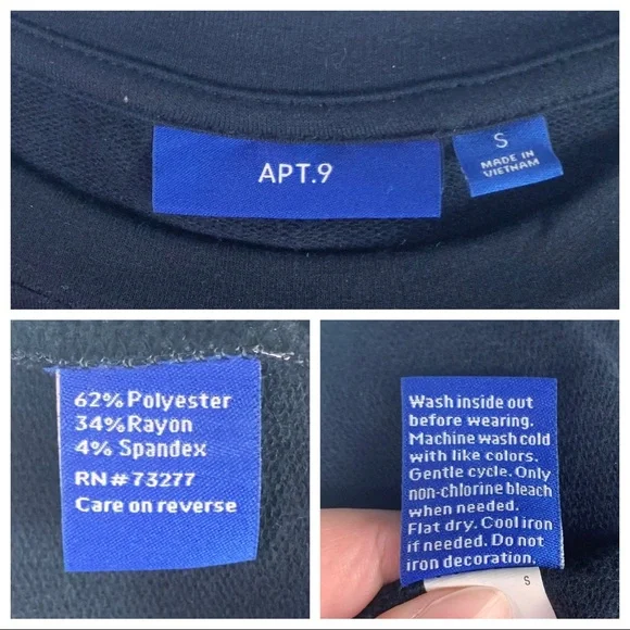 Apt. 9 black windowpane pattern floral detail sweatshirt - Picture 11 of 11